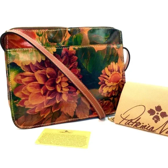 Patricia Nash Vallata Crossbody Bag Multicolored Floral Print Leather NWT $169 - Picture 2 of 5